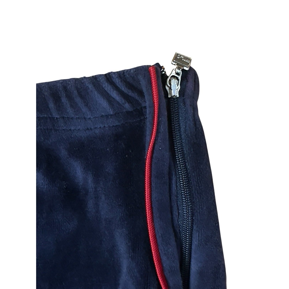 Vintage FILA Velour Track Pants Navy Blue Red Piping Size XL 90s Y2K Zip Ankle - Picture 2 of 8